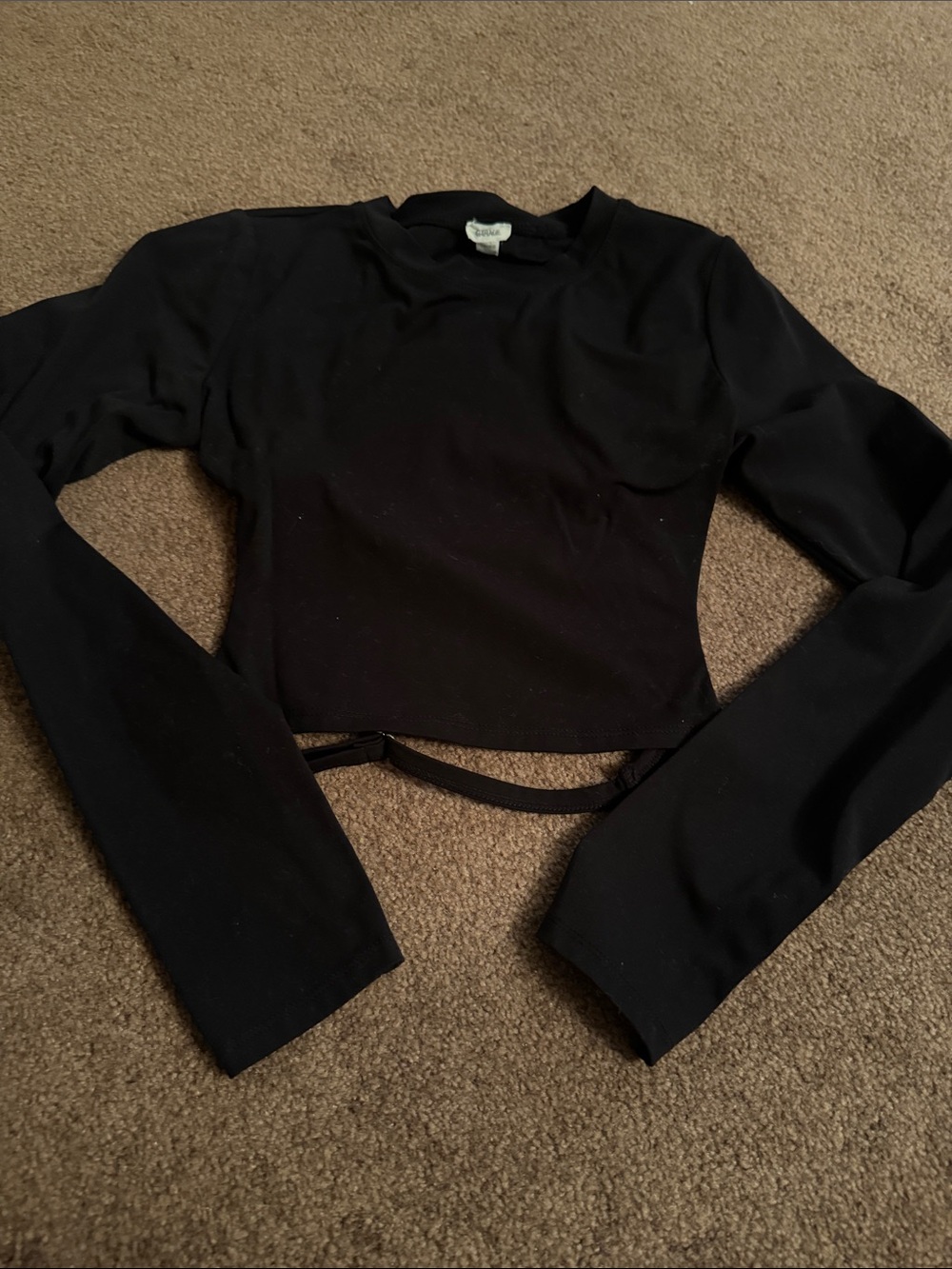 Garage Black Long-Sleeve Crop Top open back